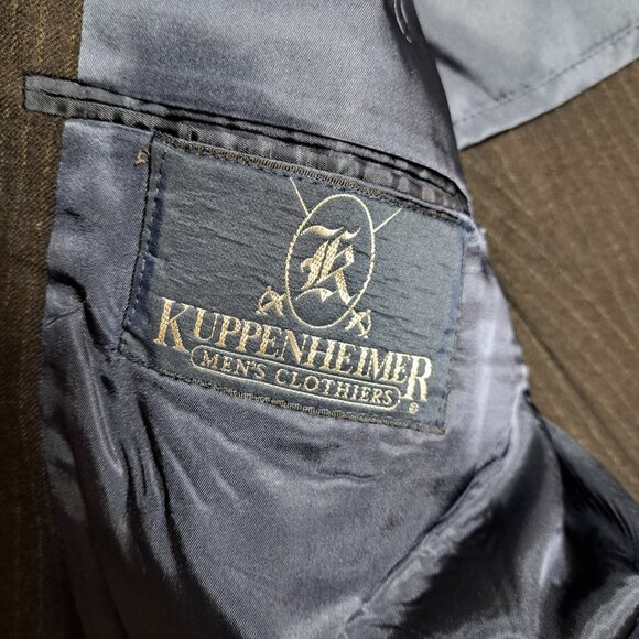 Vintage Kuppenheimer Mens Wool Suit 44R 34X32 Navy Blue Pinstripe 2 Piece USA - Picture 9 of 11